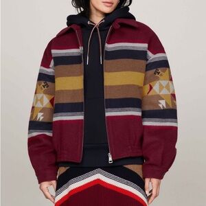 Pendleton x Tommy Hilfiger Rare Wool Blend Valley Stripe Tribal Bomber Jacket